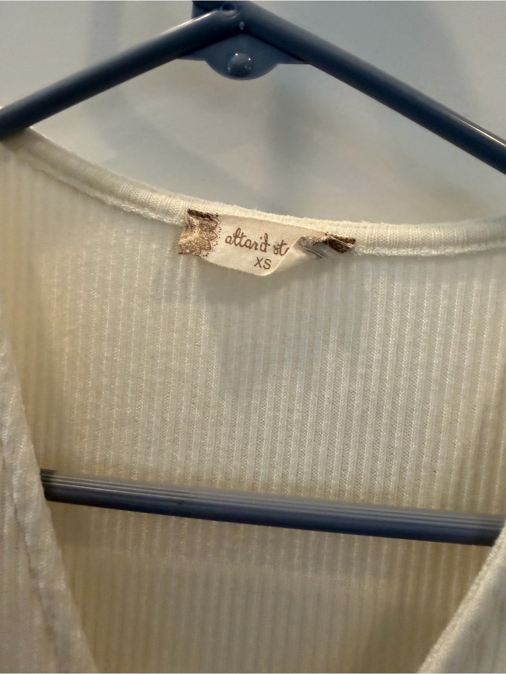 Altar’d State Cream Ribbed Button-Front Peplum Top - Picture 3 of 3